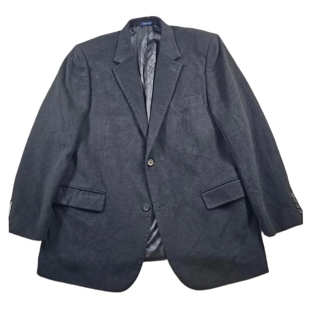 Club Room Silk Cashmere Blazer Mens 46R Black Two Button Wool Soft! Sport Coat